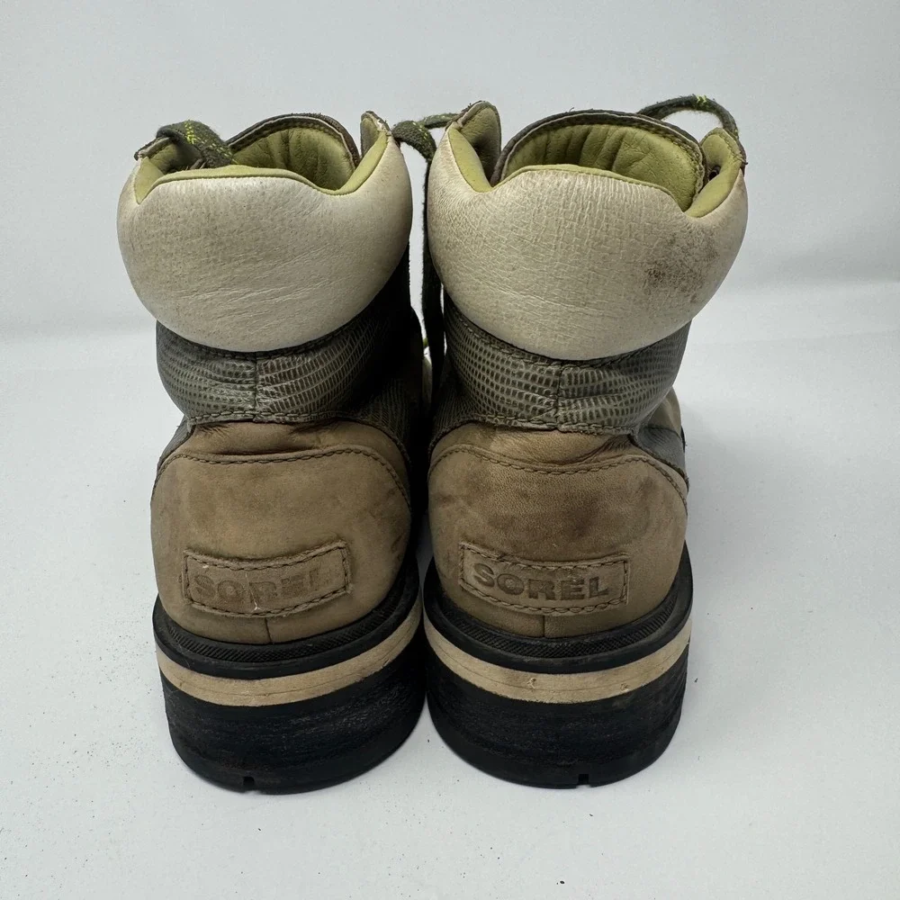 Sorel Lennox Hiker STLT Boot Womens 9.5 Khaki Green Leather‎ NL4841-397